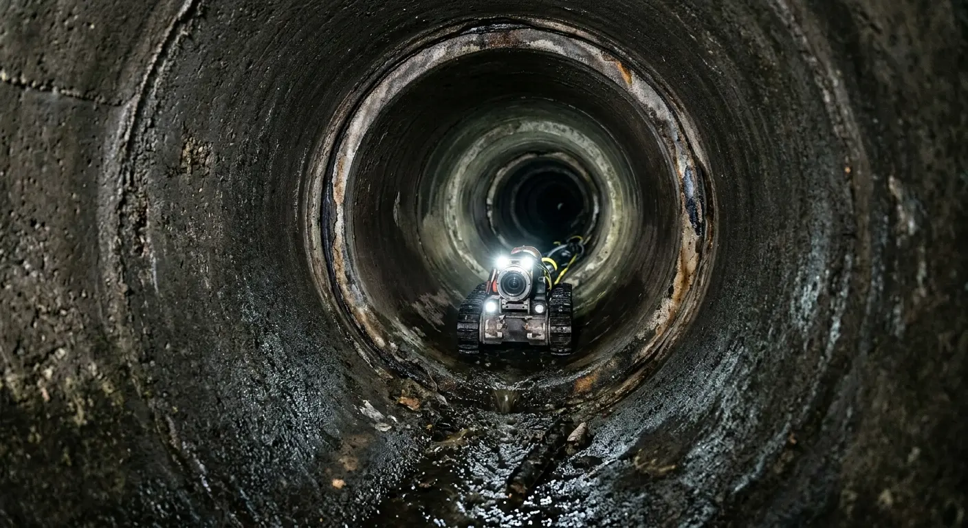 Robotic sewer camera inspecting pipe interior for Sewer Line Cleaning in Northumberland